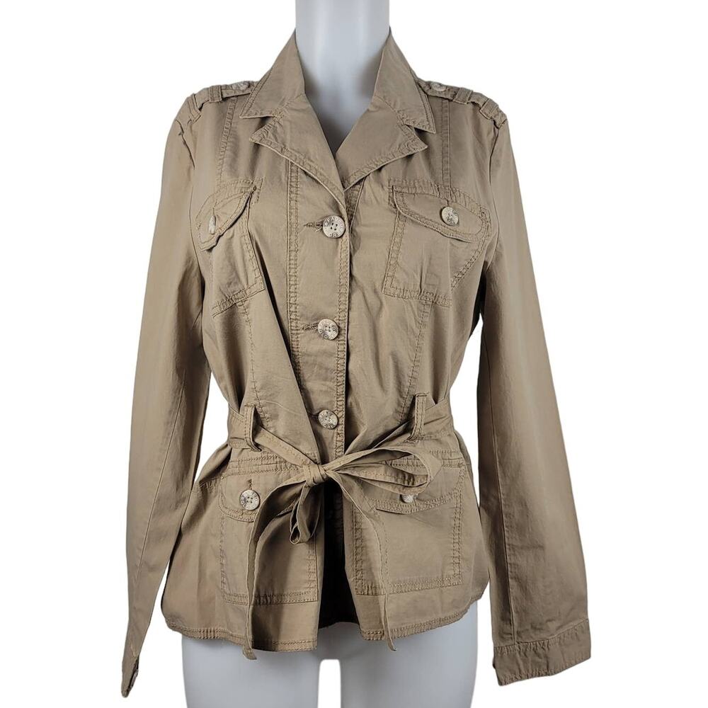 Faded Glory Lightweight Winter Tan Belted Women's Jacket Lg 12/14